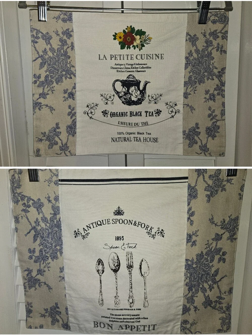 Vintage French Country Reversible Fabric Placemats Set of 2 Tea & Silverware Pri